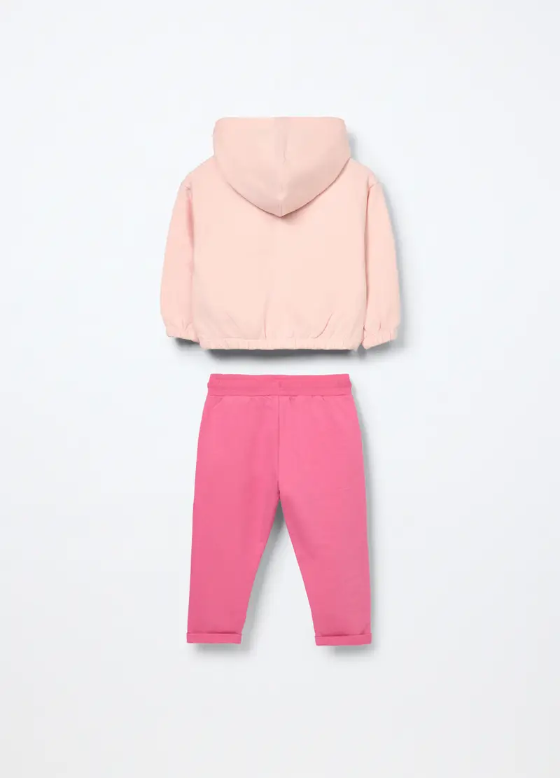 Jogging Set In Jersey Di Cotone Stretch Neonata, Bambina, Rosa pastello miniatura 2