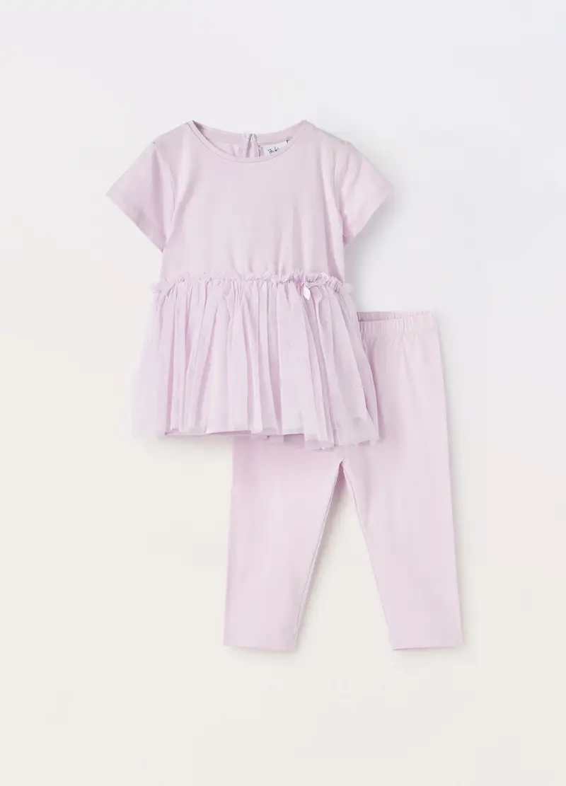 Blukids, Jogging Set In Jersey Di Cotone Stretch Neonata, Bambina, Viola lilla, Taglia: 24-30