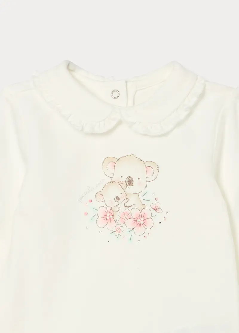 Jogging Set In Jersey Di Cotone Stretch Neonata, Bianco/Arancione miniatura 3