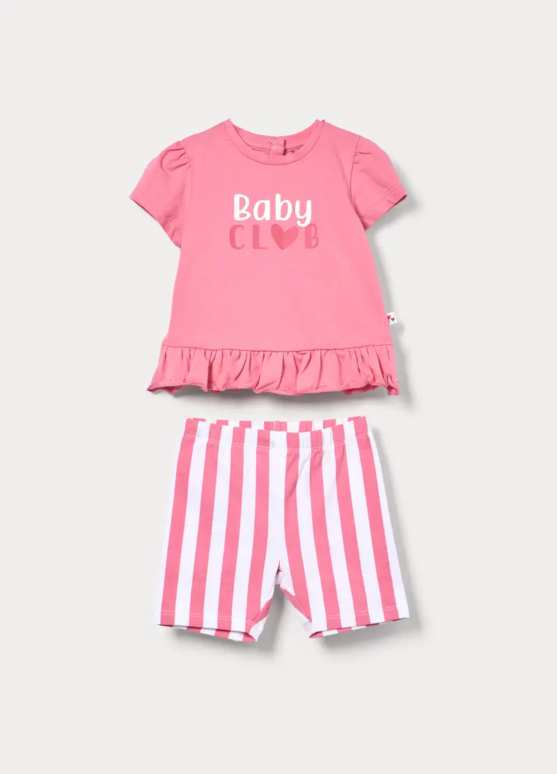 Jogging Set In Jersey Di Cotone Stretch Neonata, Rosa pastello