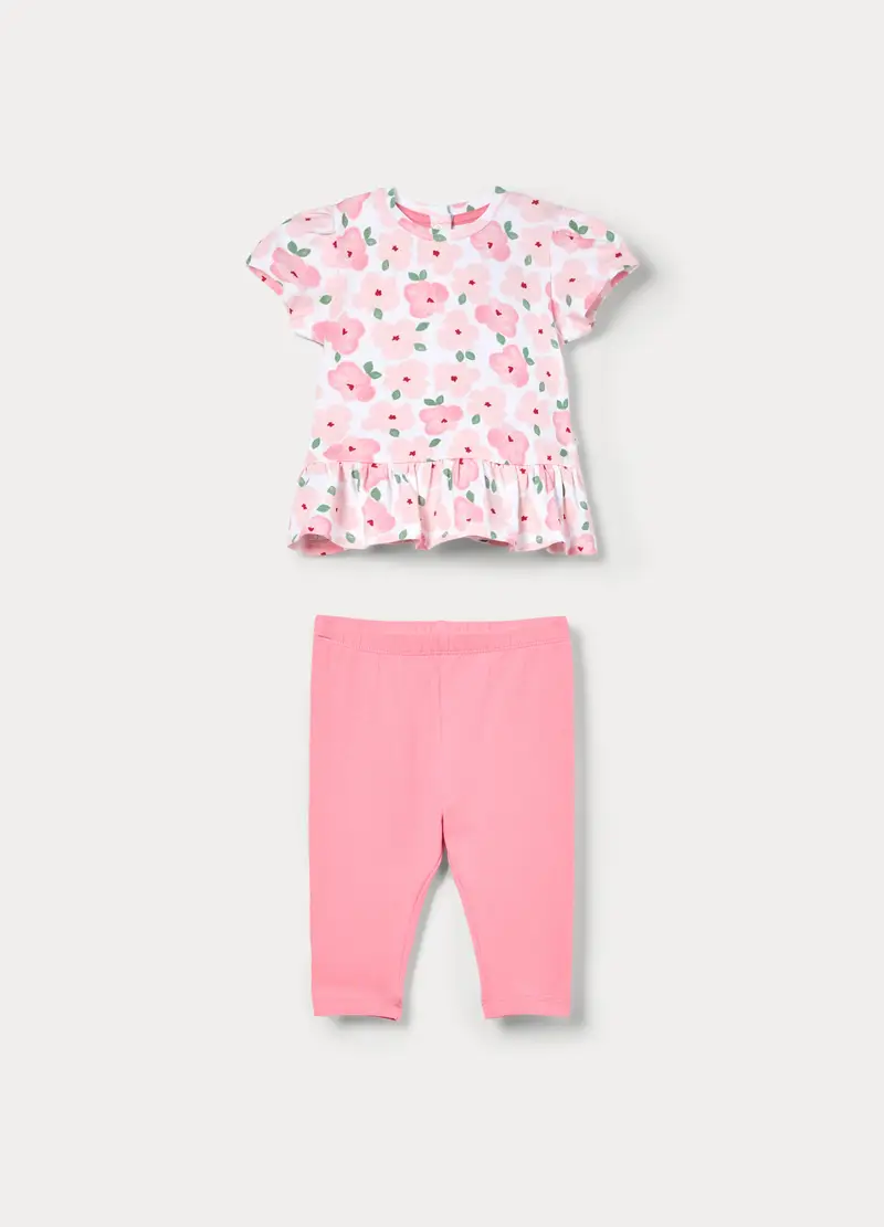 Jogging Set In Jersey Di Cotone Stretch Neonata, Rosa pastello