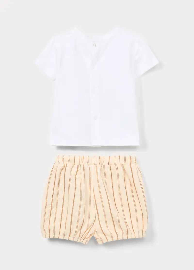 Jogging Set In Jersey Di Cotone Stretch Neonato, Bianco/Beige miniatura 2