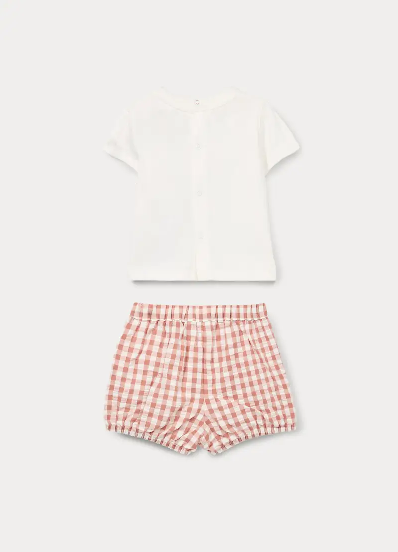 Jogging Set In Jersey Di Cotone Stretch Neonato, Bianco/Marrone miniatura 2