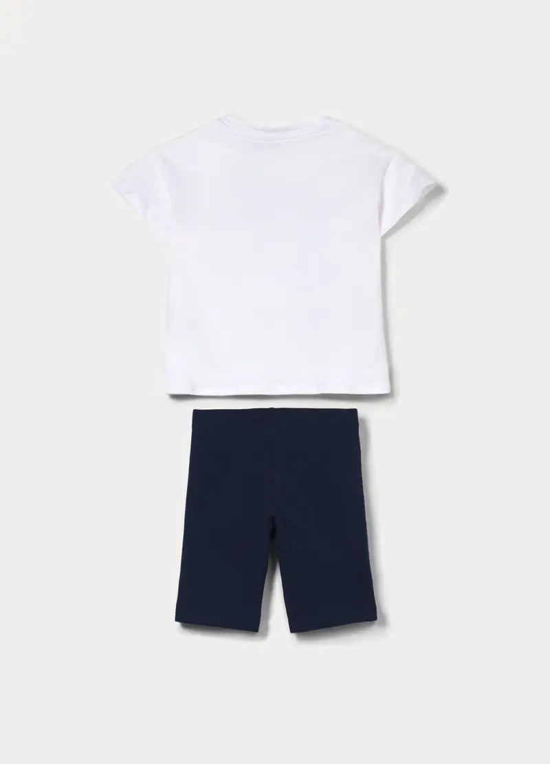 Jogging Set In Jersey Di Puro Bambina, Bianco/Blu miniatura 2