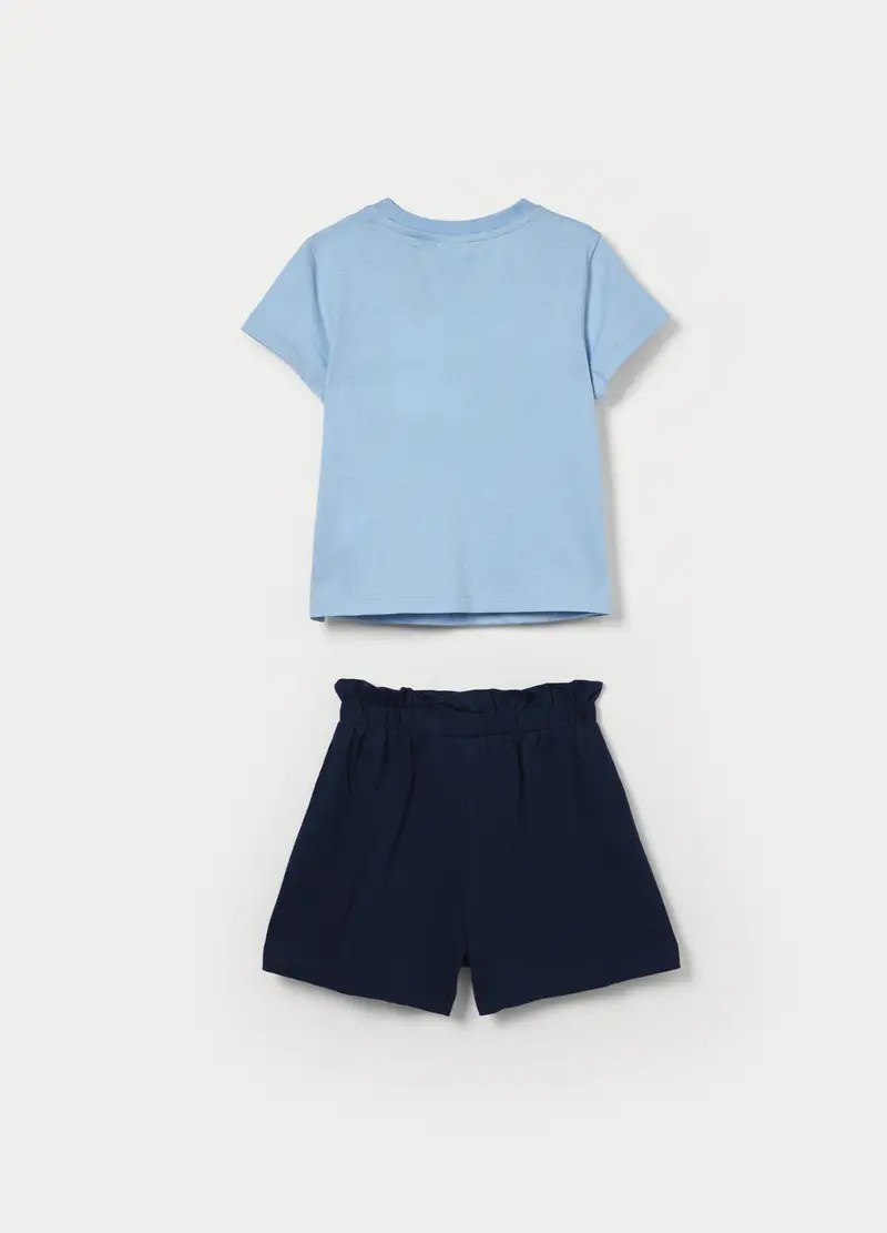 Jogging Set In Jersey Di Puro Cotone Bambina, Azzurro cielo miniatura 2