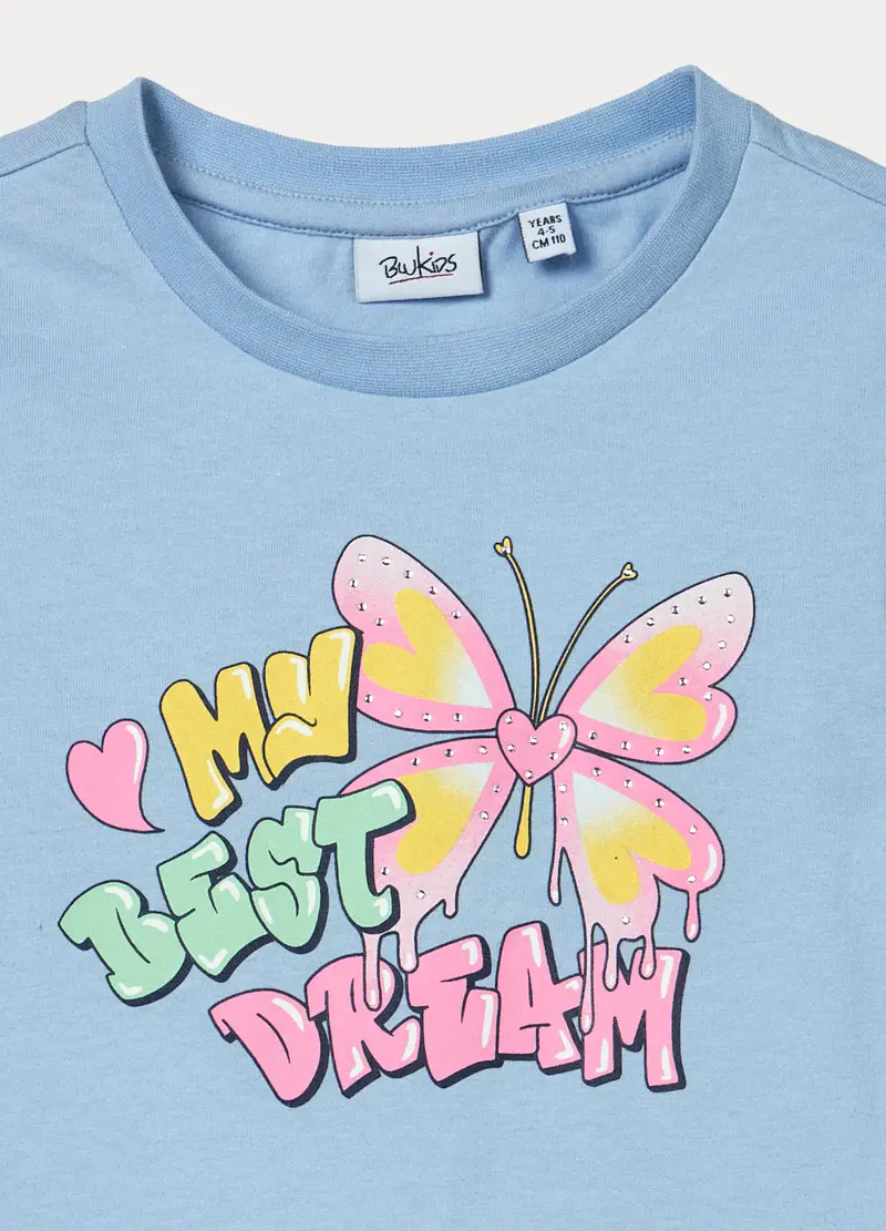 Jogging Set In Jersey Di Puro Cotone Bambina, Azzurro cielo miniatura 3