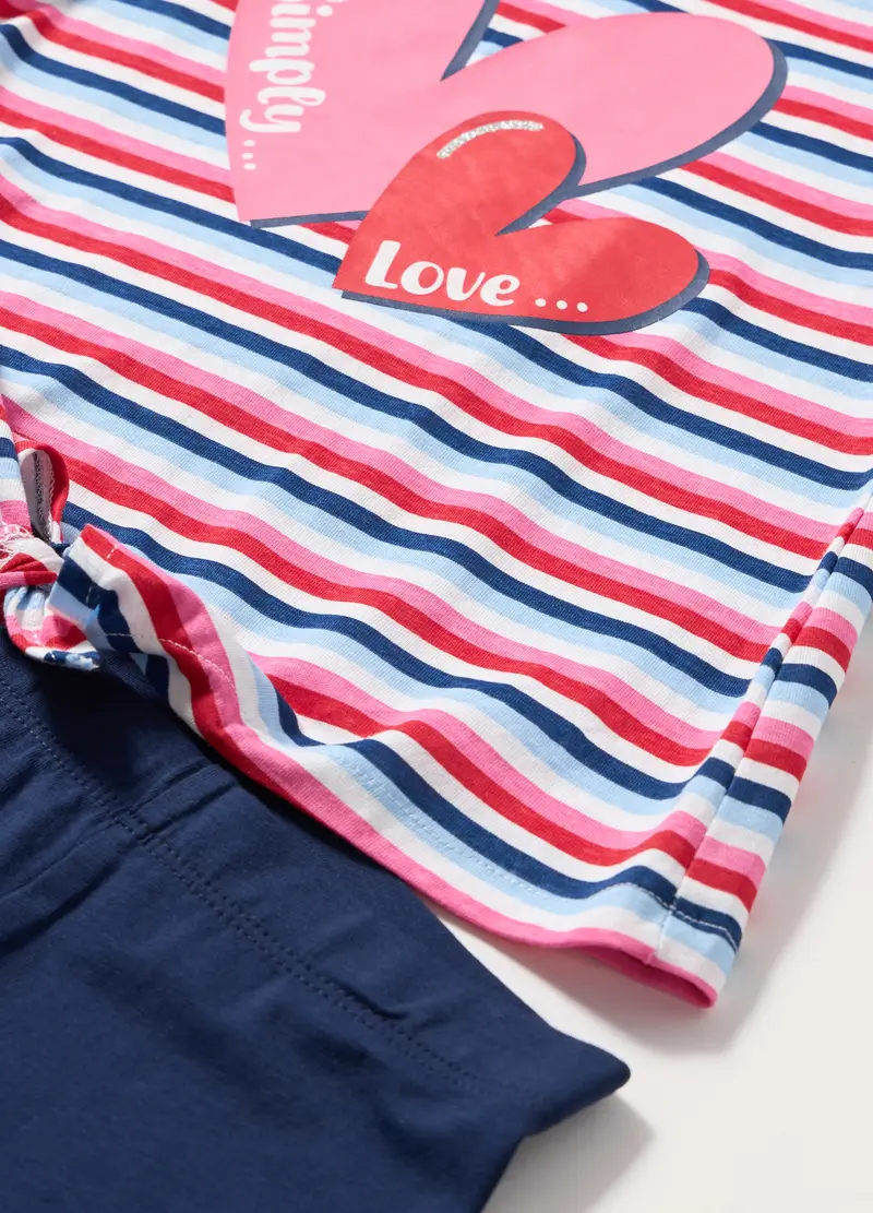 Jogging Set In Jersey Di Puro Cotone Bambina, Blu scuro miniatura 2