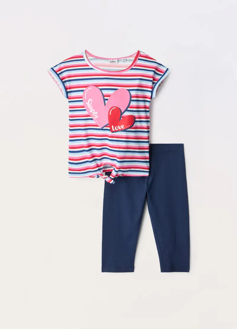 Blukids, Jogging Set In Jersey Di Puro Cotone Bambina, Blu scuro, Taglia: 3-4