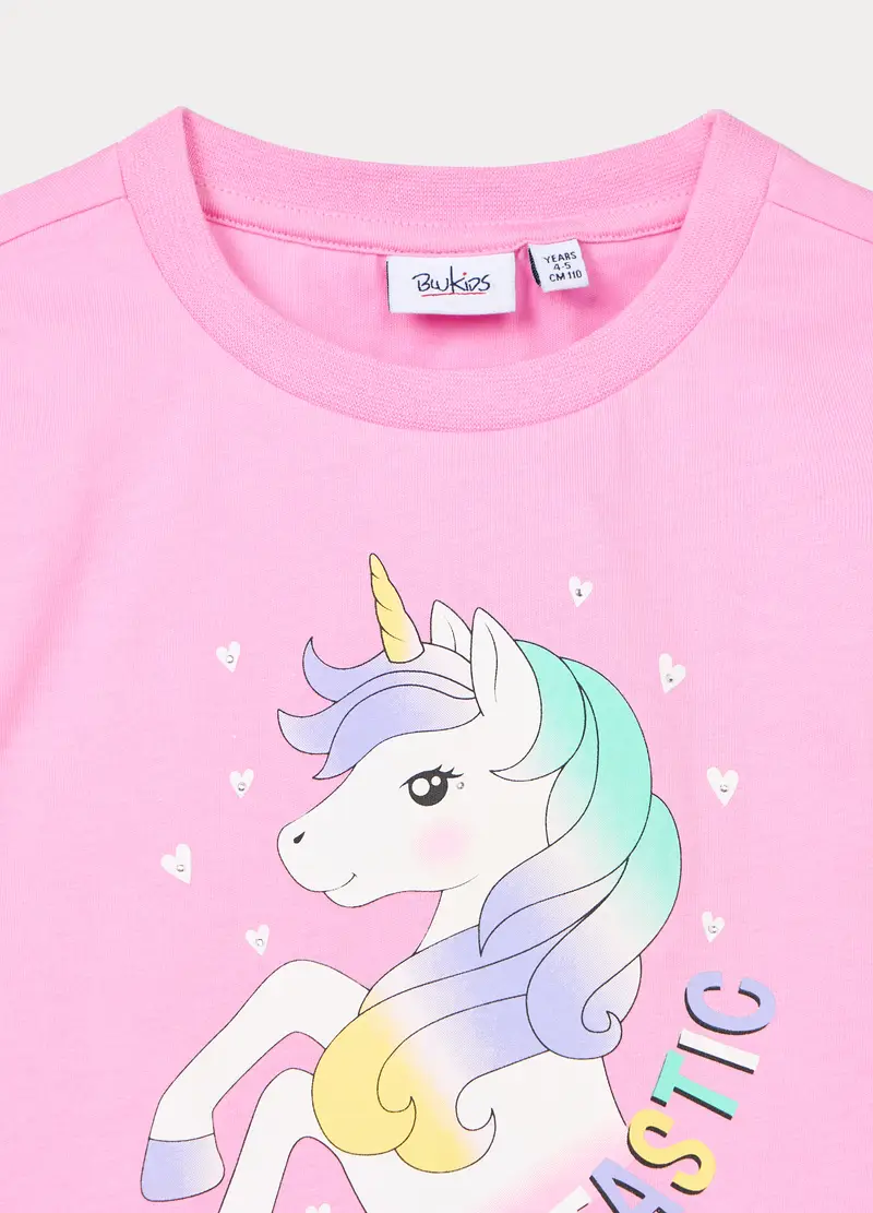 Jogging Set In Jersey Di Puro Cotone Bambina, Rosa pastello miniatura 3