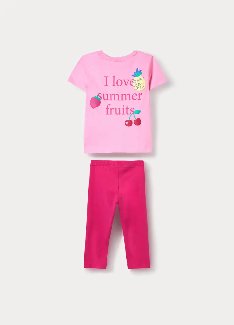 Jogging Set In Jersey Di Puro Cotone Bambina, Rosa pastello miniatura 2