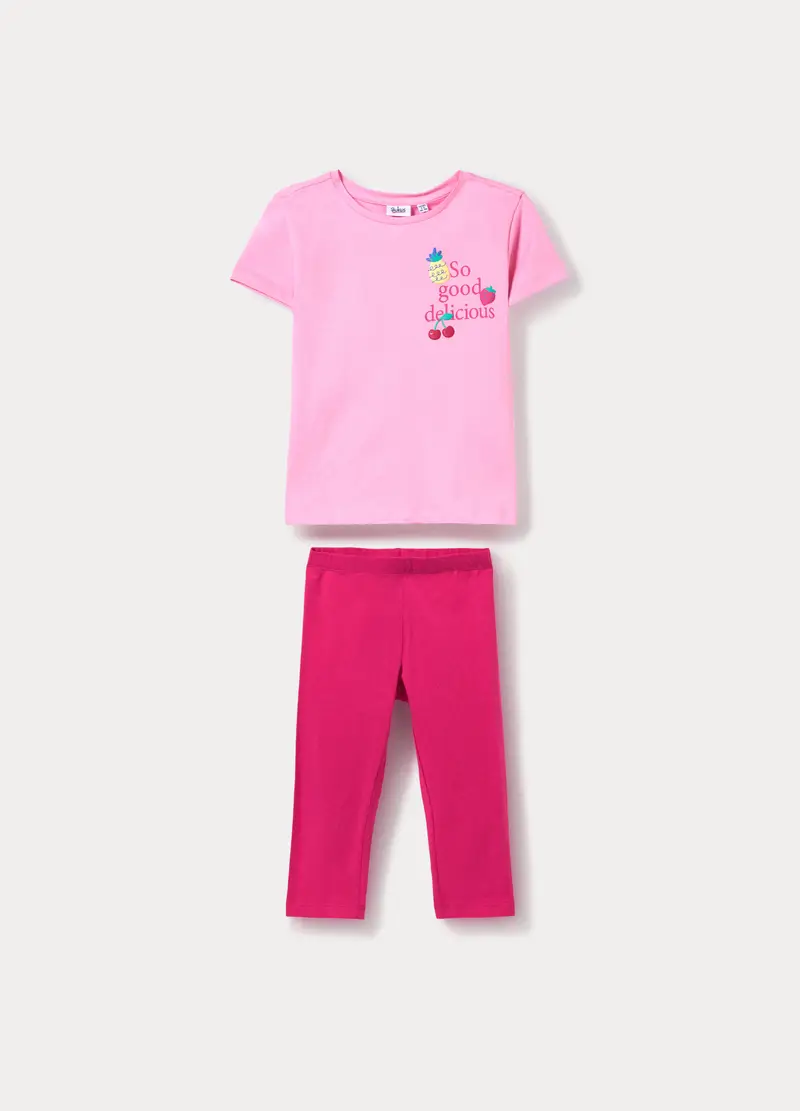 Jogging Set In Jersey Di Puro Cotone Bambina, Rosa pastello