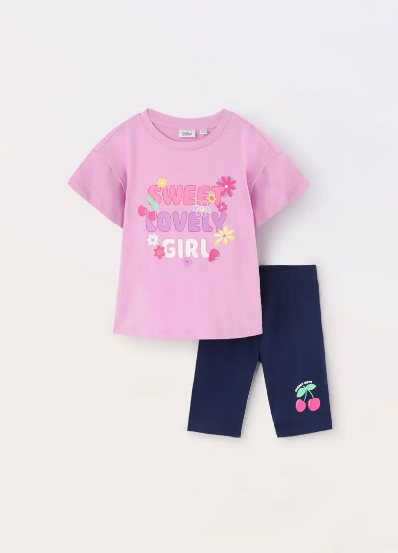 Blukids, Jogging Set In Jersey Di Puro Cotone Bambina, Viola lilla, Taglia: 3-4