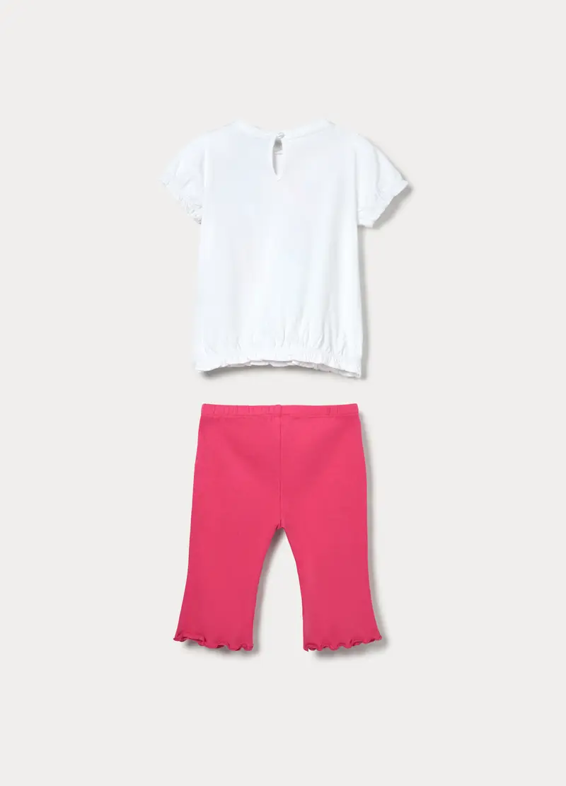 Jogging Set In Jersey Di Puro Cotone Bimba, Bambina, Bianco miniatura 2