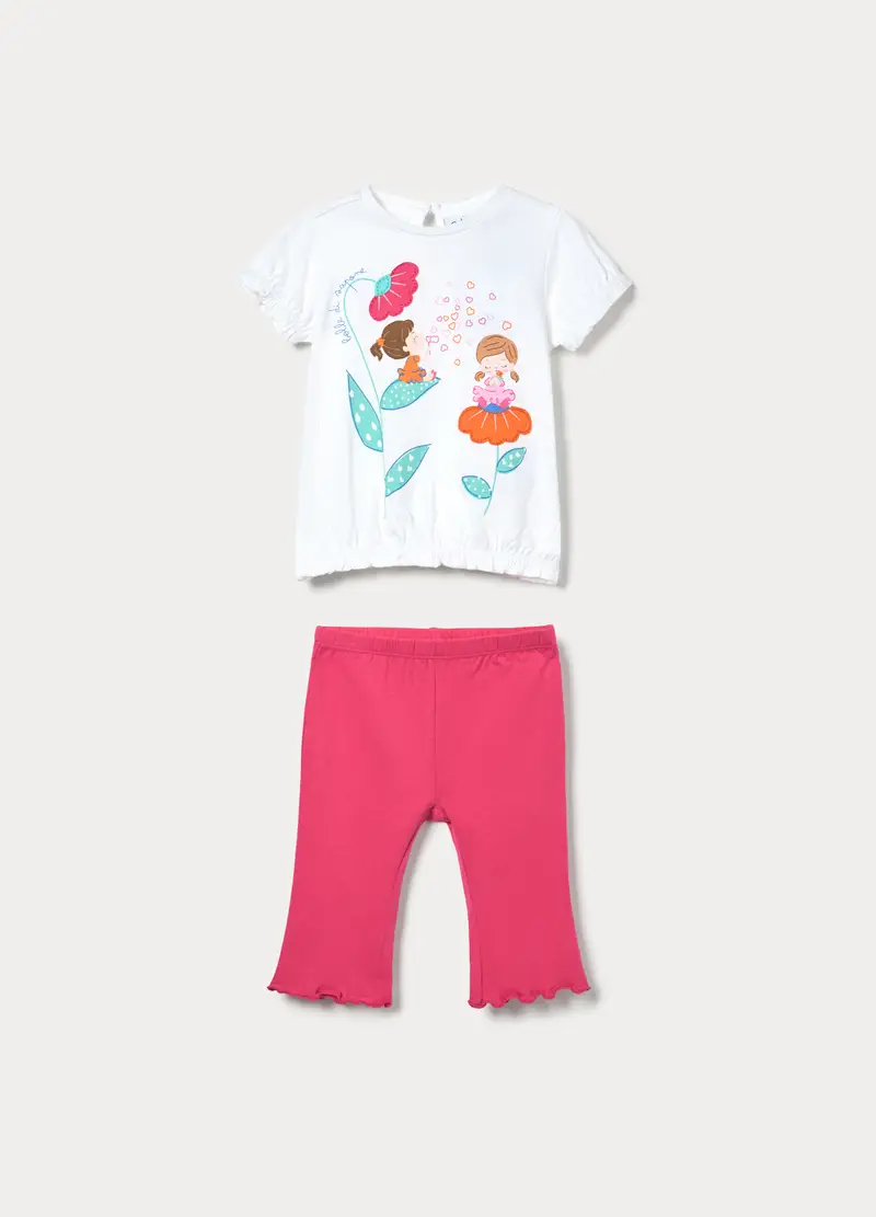 Jogging Set In Jersey Di Puro Cotone Bimba, Bambina, Bianco