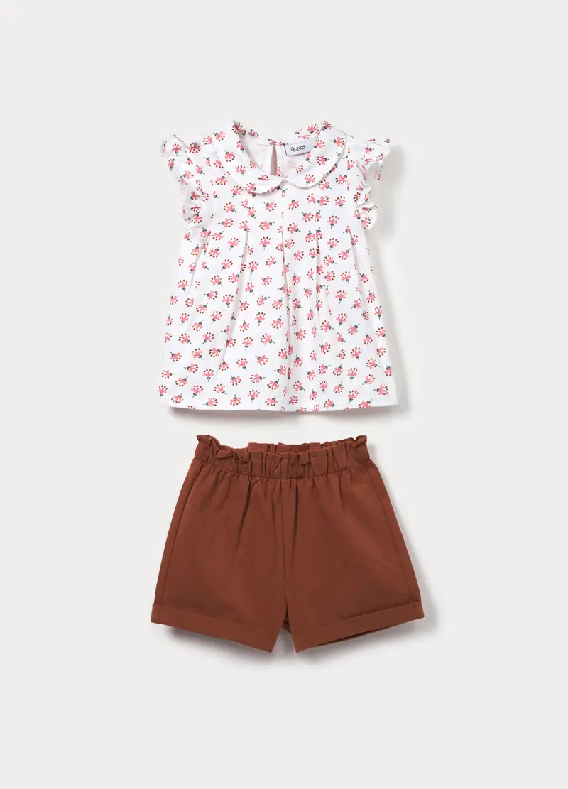 Jogging Set In Jersey Di Puro Cotone Bimba, Bambina, Bianco