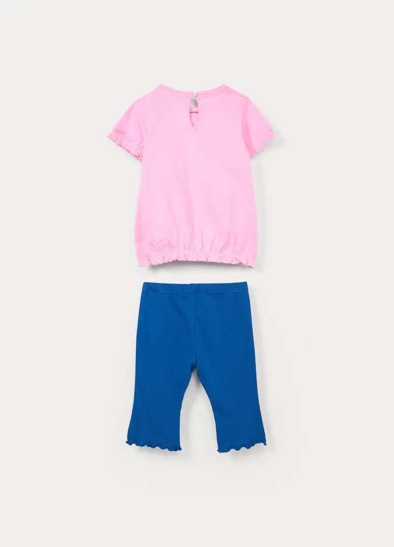 Jogging Set In Jersey Di Puro Cotone Bimba, Bambina, Blu/Rosa miniatura 2