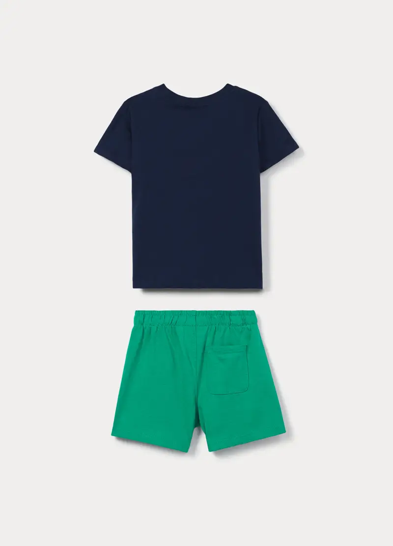 Jogging Set In Jersey Di Puro Cotone Bimbo, Bambino, Blu scuro miniatura 2