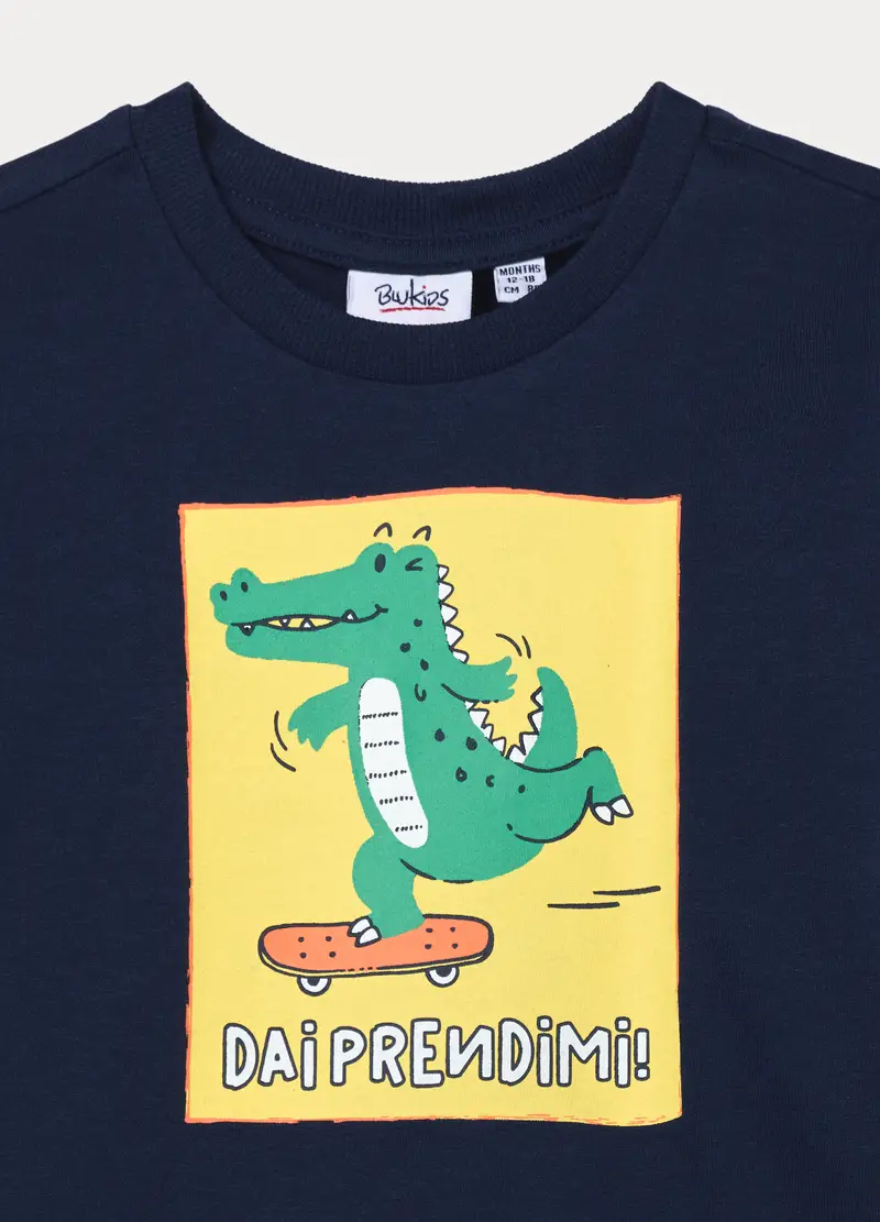 Jogging Set In Jersey Di Puro Cotone Bimbo, Bambino, Blu scuro miniatura 3