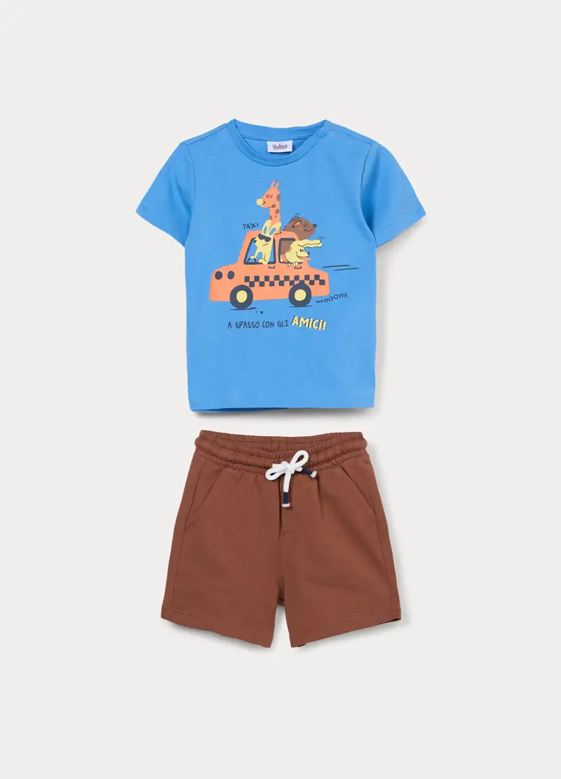 Jogging Set In Jersey Di Puro Cotone Bimbo, Bambino, Blu scuro