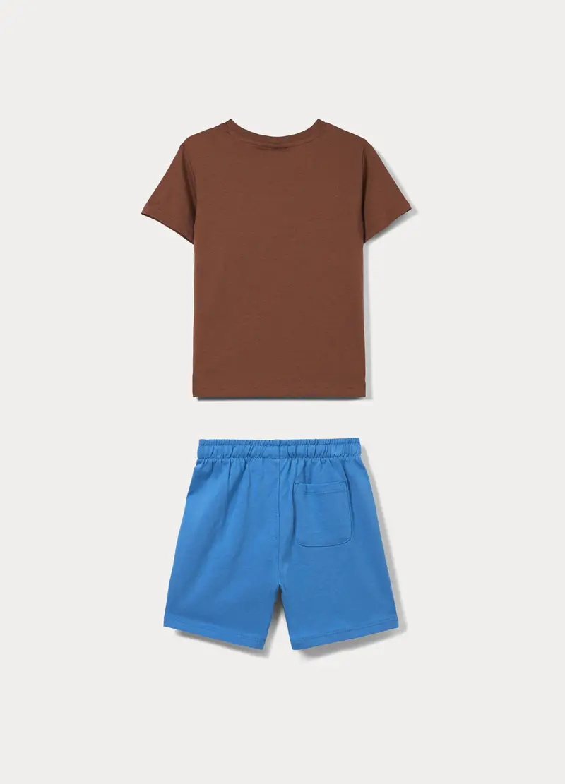 Jogging Set In Jersey Di Puro Cotone Bimbo, Bambino, Marrone cioccolato miniatura 2