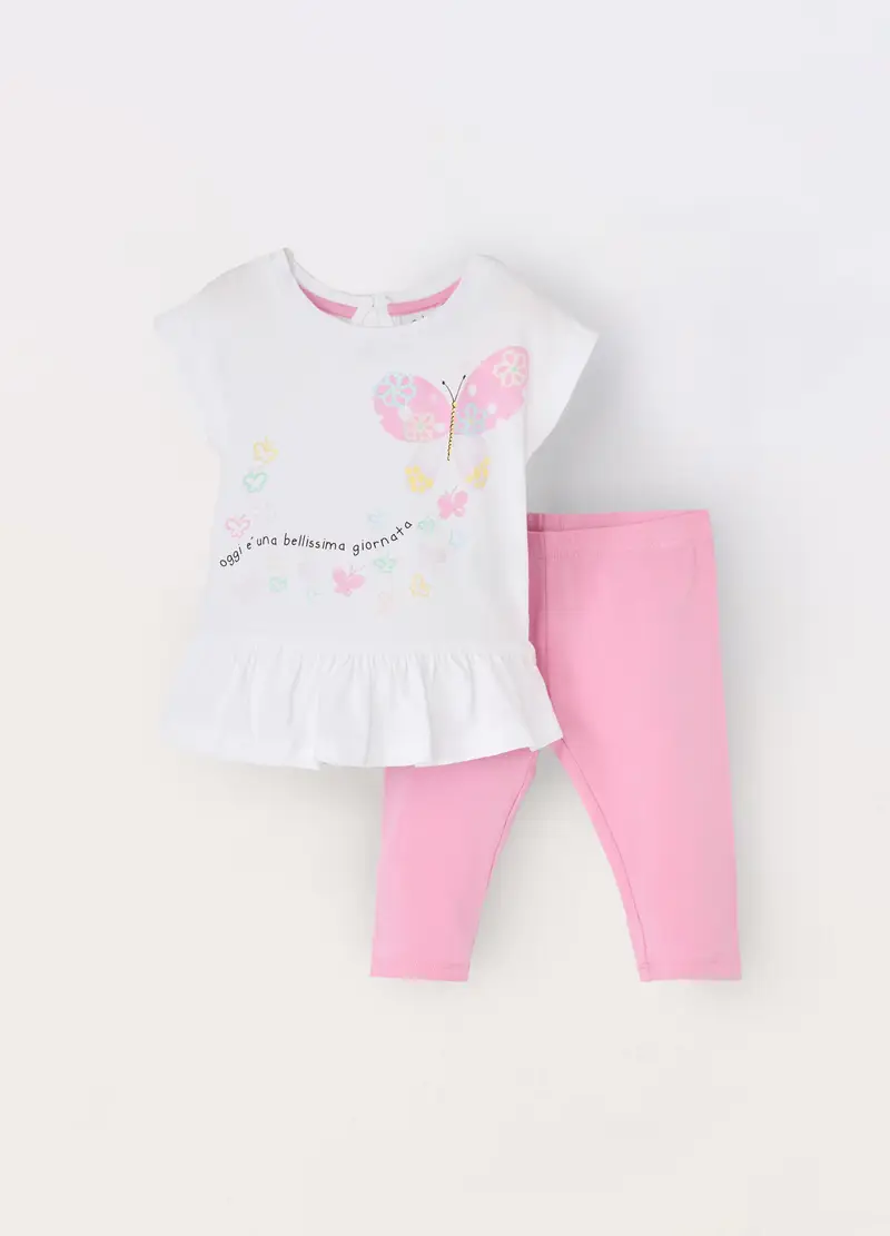 Blukids, Jogging Set In Jersey Di Puro Cotone Neonata, Bambina, Bianco, Taglia: 9-12