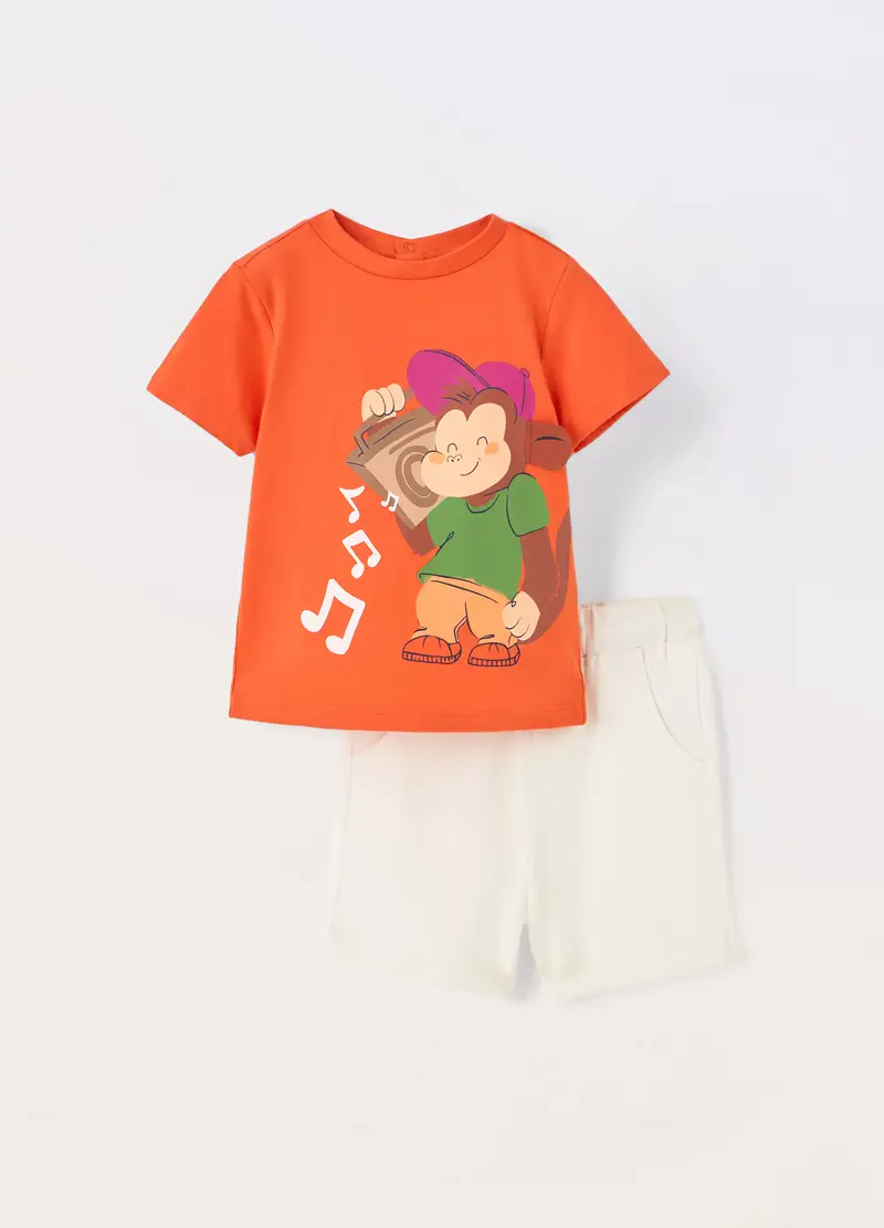 Blukids, Jogging Set In Jersey Di Puro Cotone Neonato, Bambino, Arancione scuro, Taglia: 9-12