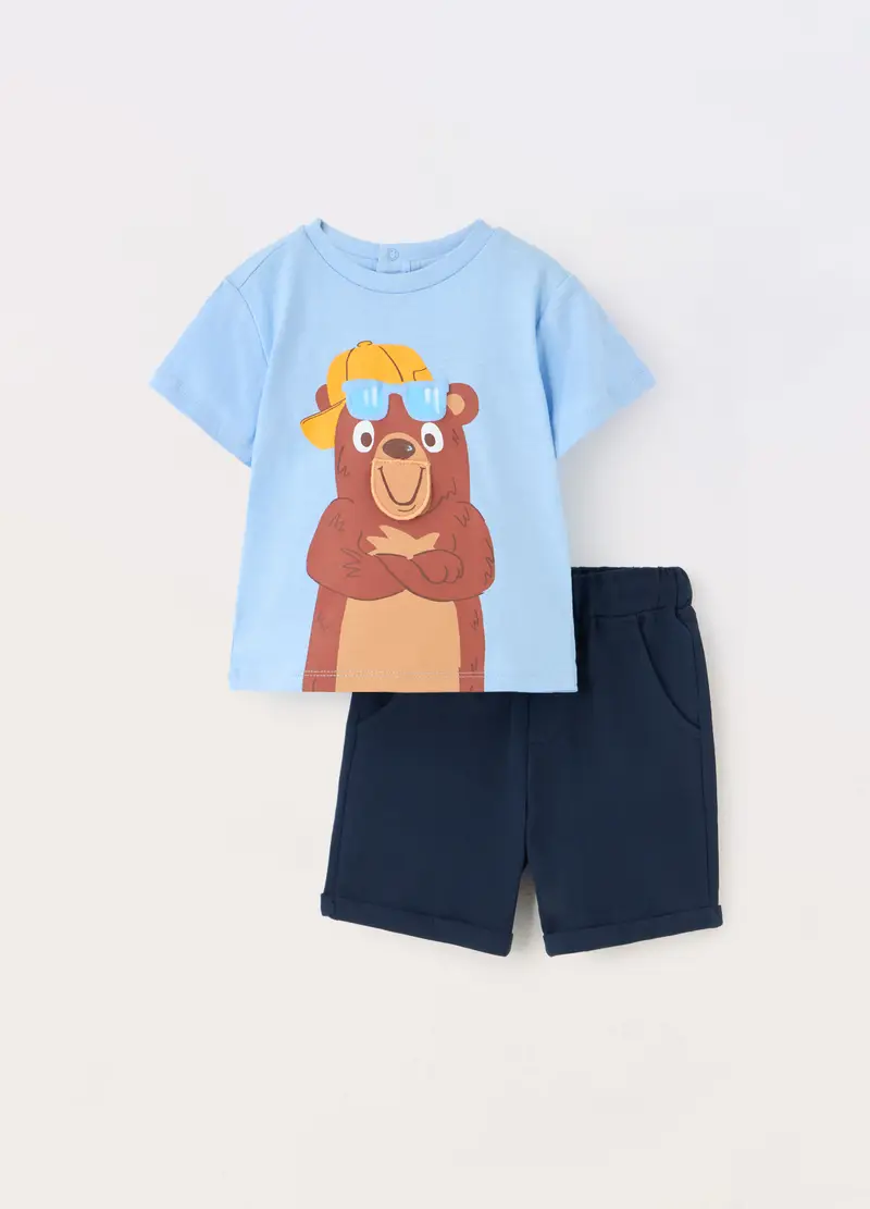 Blukids, Jogging Set In Jersey Di Puro Cotone Neonato, Bambino, Azzurro chiaro, Taglia: 9-12