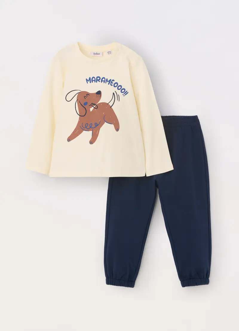 Jogging Set In Jersey Di Puro Cotone Neonato, Bambino, Bianco avorio