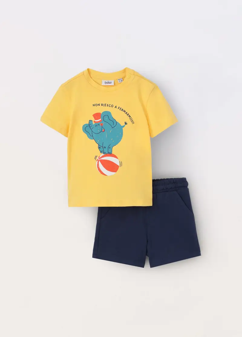 Blukids, Jogging Set In Jersey Di Puro Cotone Neonato, Bambino, Giallo limone, Taglia: 9-12