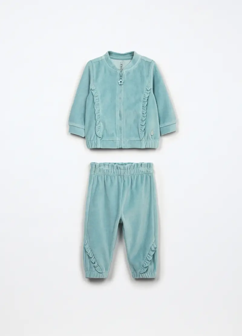 Jogging Set In Misto Cotone Velour Neonata, Azzurro chiaro