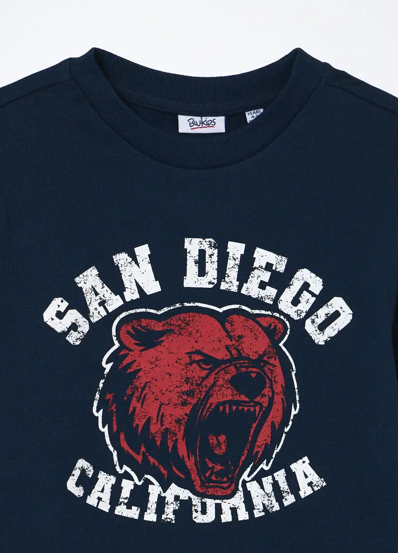 Jogging Set In Puro Cotone Fleece Bambino, Blu Bluette miniatura 3