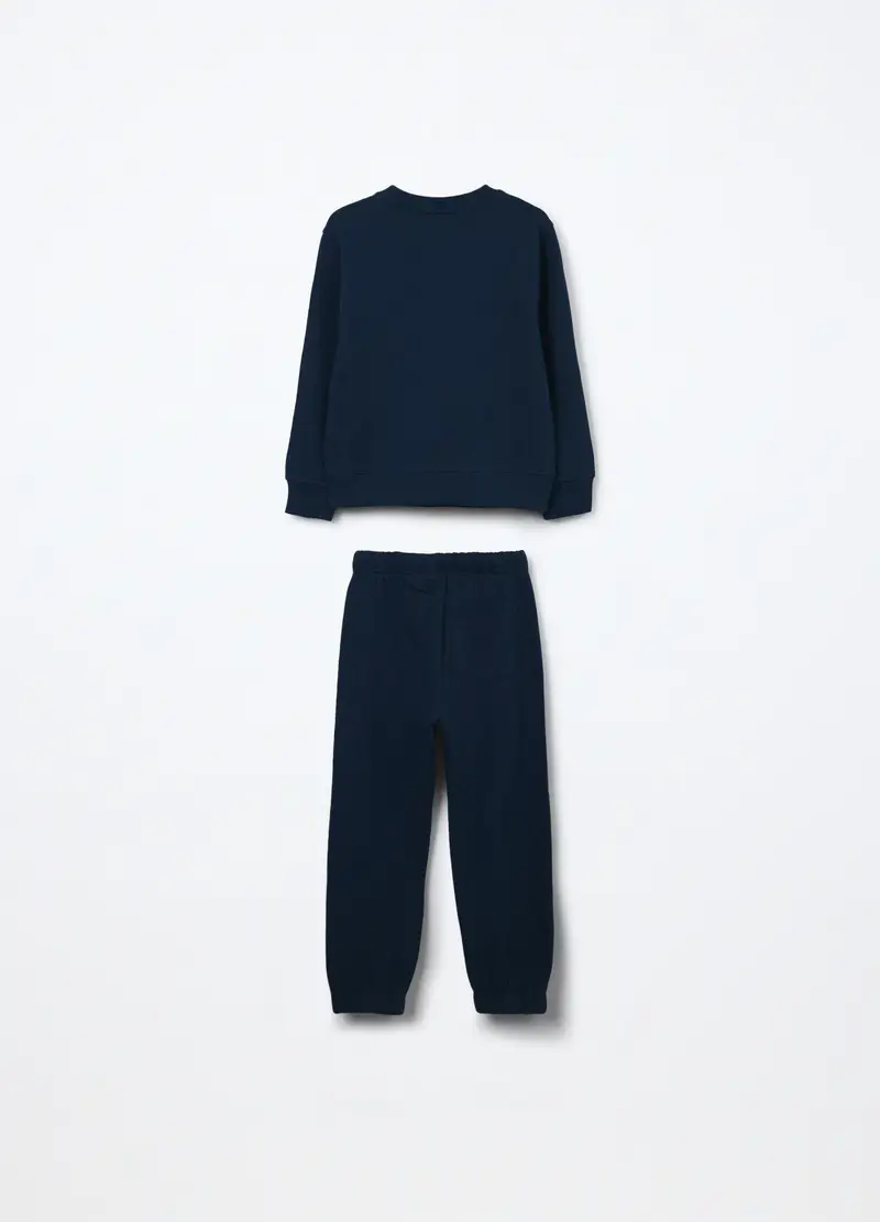 Jogging Set In Puro Cotone Fleece Bambino, Blu Bluette miniatura 2