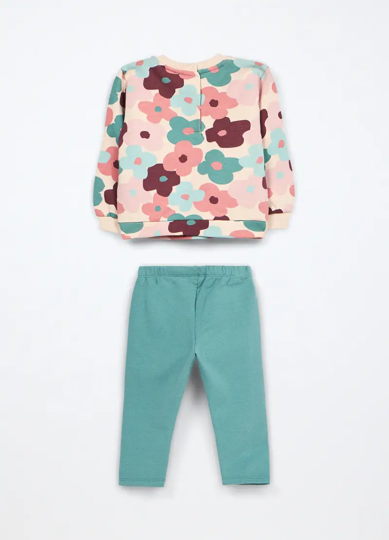 Jogging Set In Puro Cotone Fleece Neonata, Bambina, Beige chiaro miniatura 2