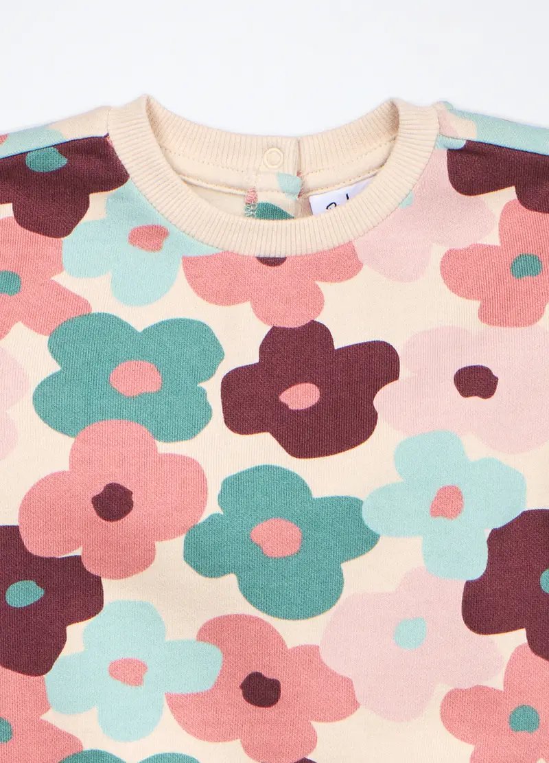 Jogging Set In Puro Cotone Fleece Neonata, Bambina, Beige chiaro miniatura 3