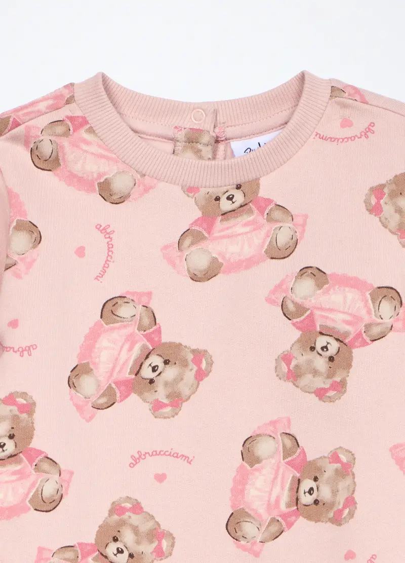 Jogging Set In Puro Cotone Fleece Neonata, Bambina, Rosa chiaro miniatura 3