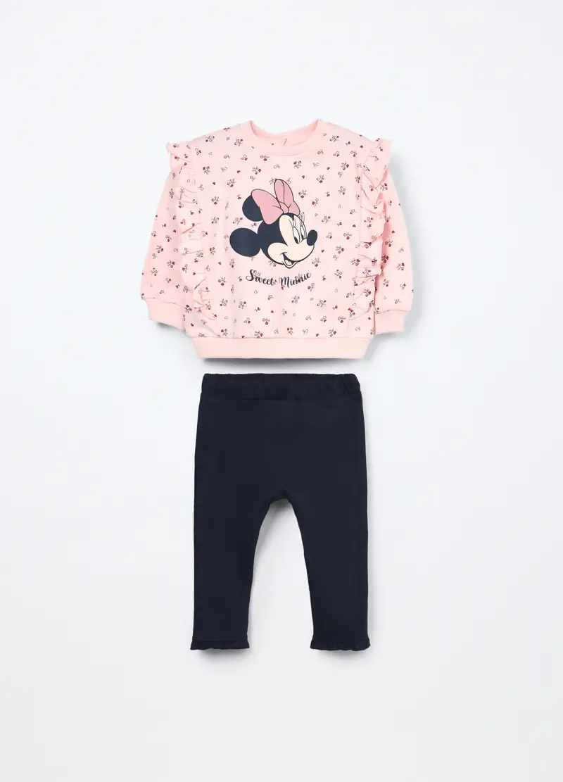 Jogging Set In Puro Cotone Fleece Neonata, Rosa chiaro