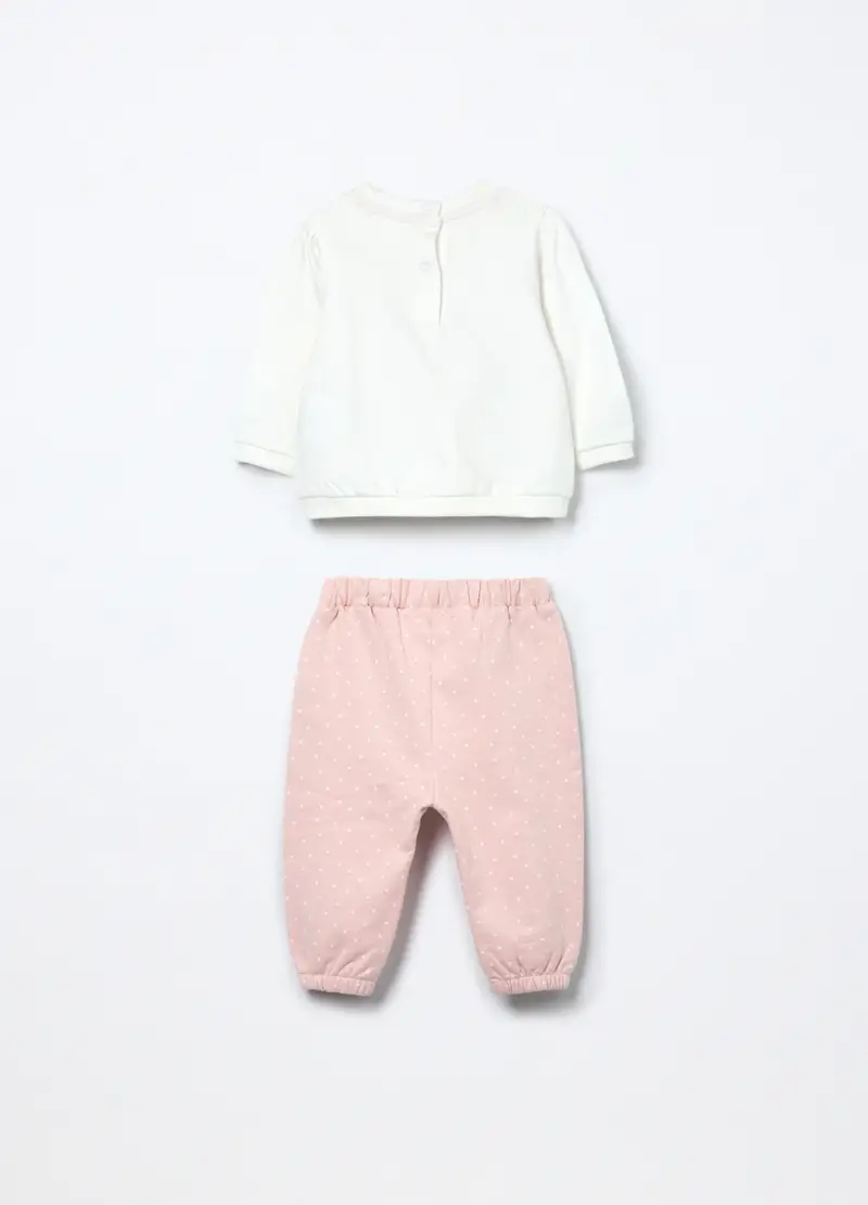 Jogging Set In Puro Cotone Fleece Neonata, Rosa chiaro miniatura 2