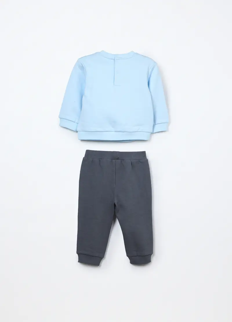 Jogging Set In Puro Cotone Fleece Neonato, Azzurro chiaro miniatura 2