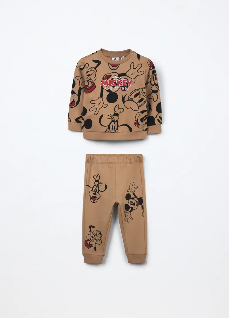 Jogging Set In Puro Cotone Fleece Neonato, Bambino, Beige chiaro