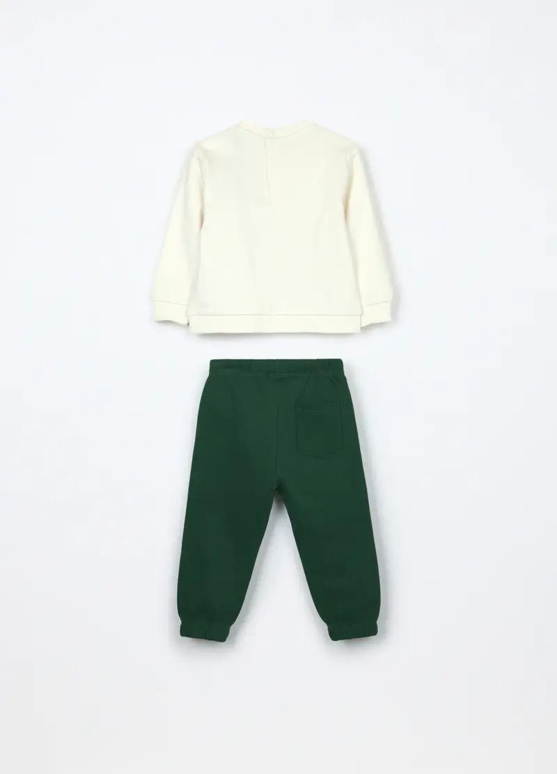 Jogging Set In Puro Cotone Fleece Neonato, Bambino, Bianco miniatura 2