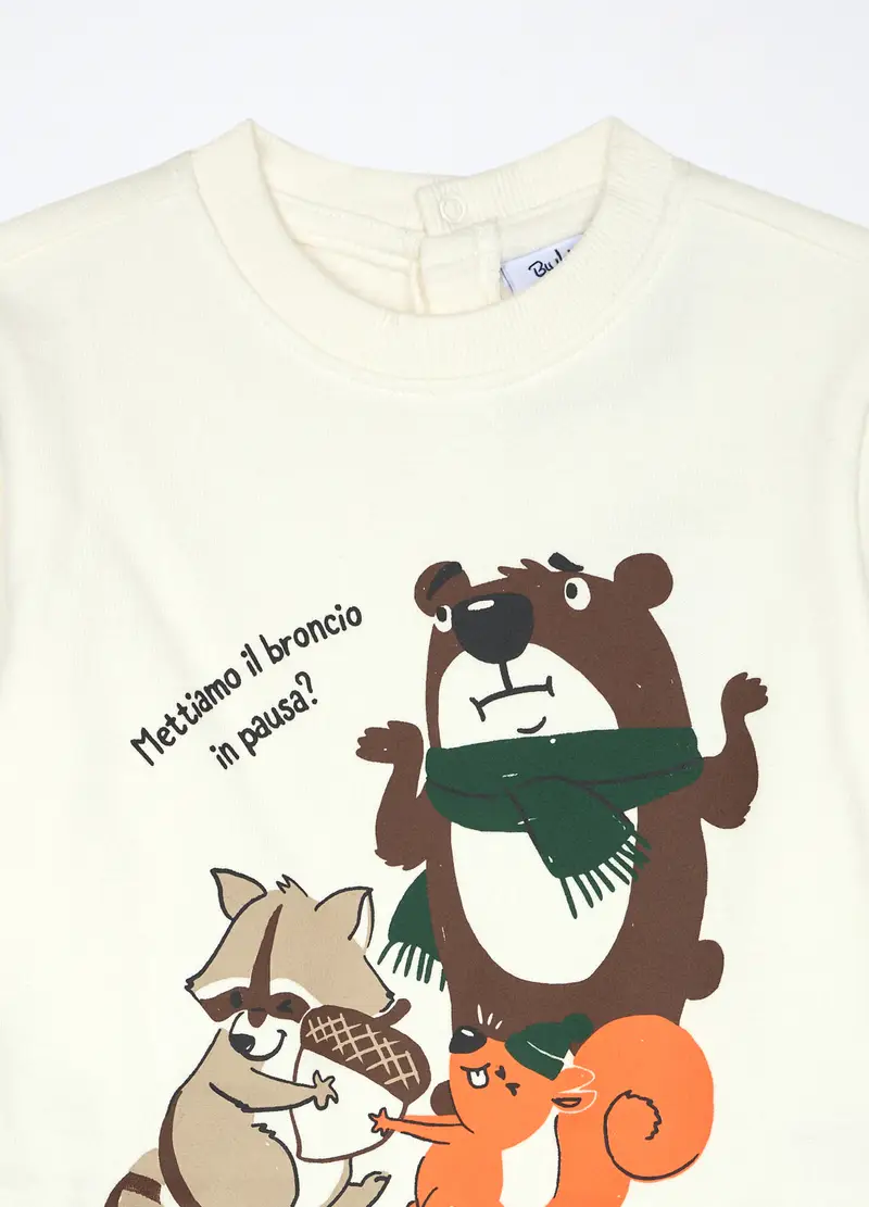 , Jogging Set In Puro Cotone Fleece Neonato, Bambino, Bianco miniatura 3