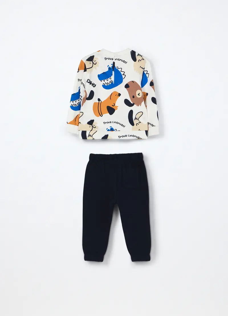 Jogging Set In Puro Cotone Fleece Neonato, Bambino, Bianco miniatura 2