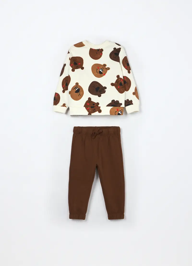 Jogging Set In Puro Cotone Fleece Neonato, Bambino, Bianco