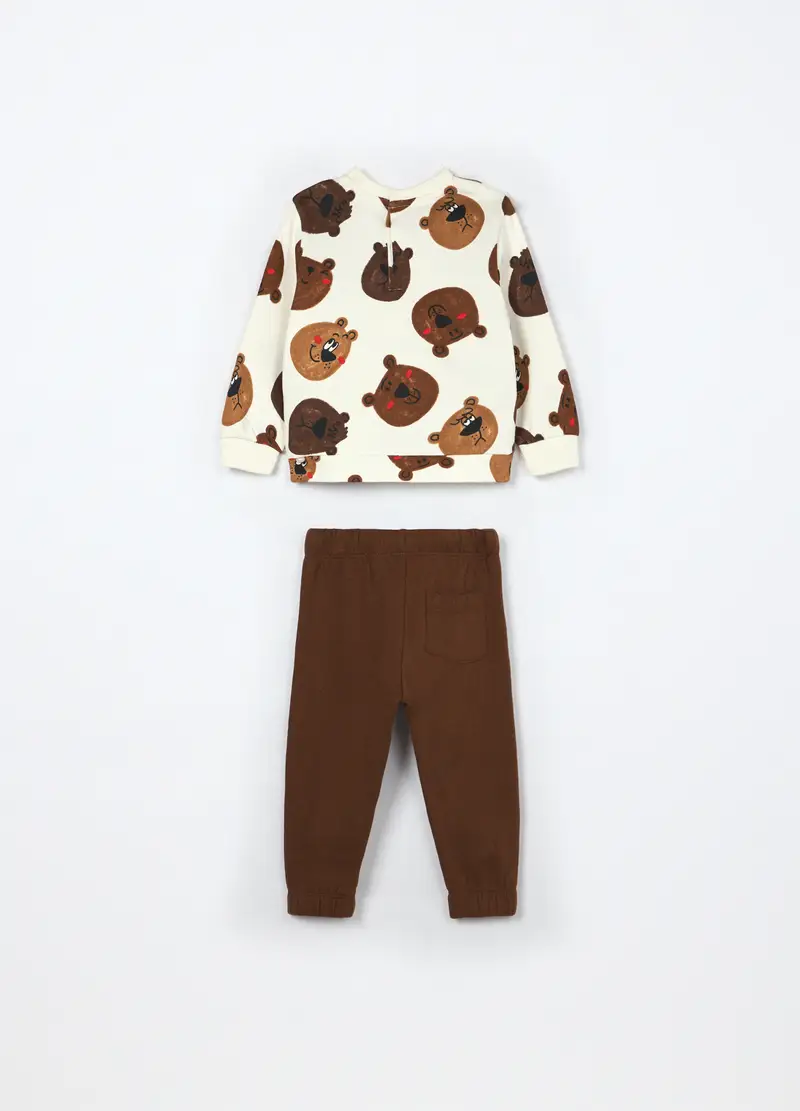 , Jogging Set In Puro Cotone Fleece Neonato, Bambino, Bianco miniatura 2