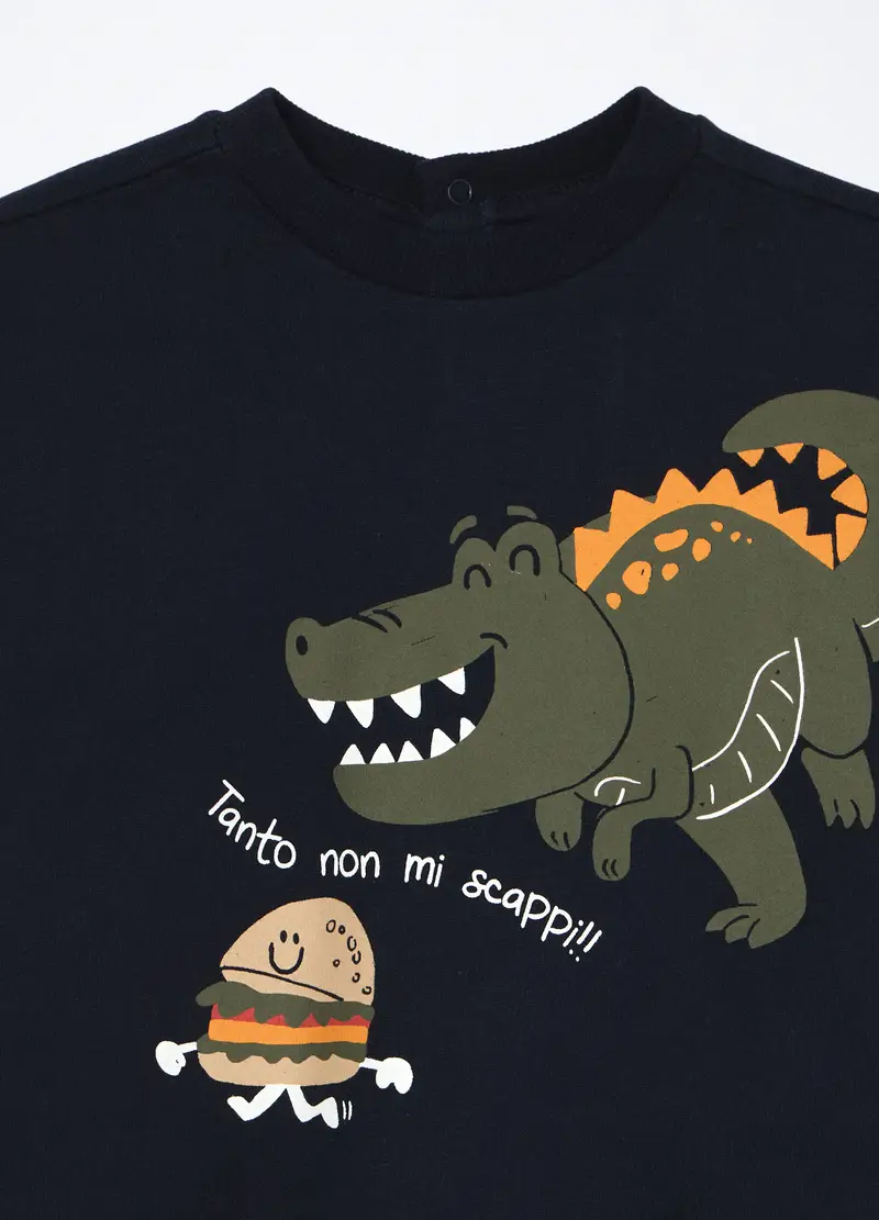 Jogging Set In Puro Cotone Fleece Neonato, Bambino, Blu scuro miniatura 3