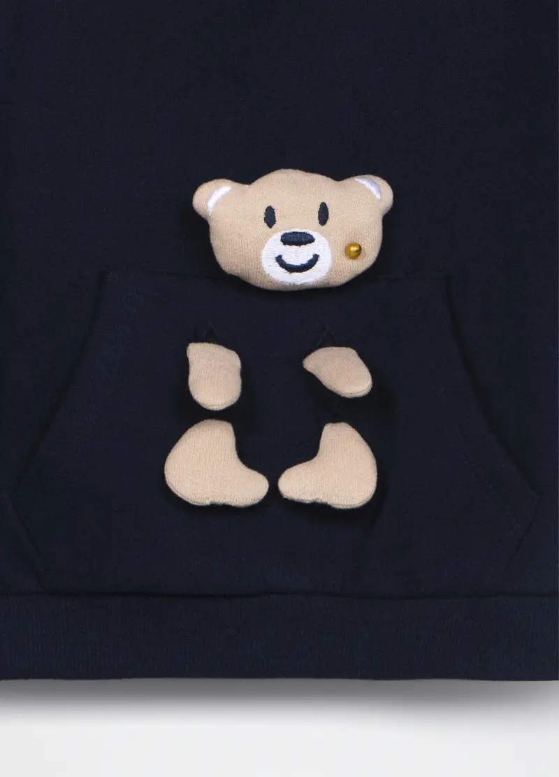 Jogging Set In Puro Cotone Fleece Neonato, Bambino, Blu/Verde miniatura 3