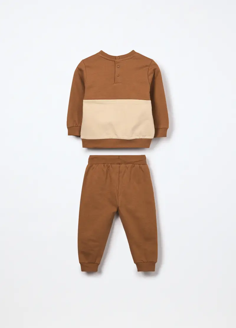 Jogging Set In Puro Cotone Fleece Neonato, Bambino, Marrone tabacco chiaro miniatura 2