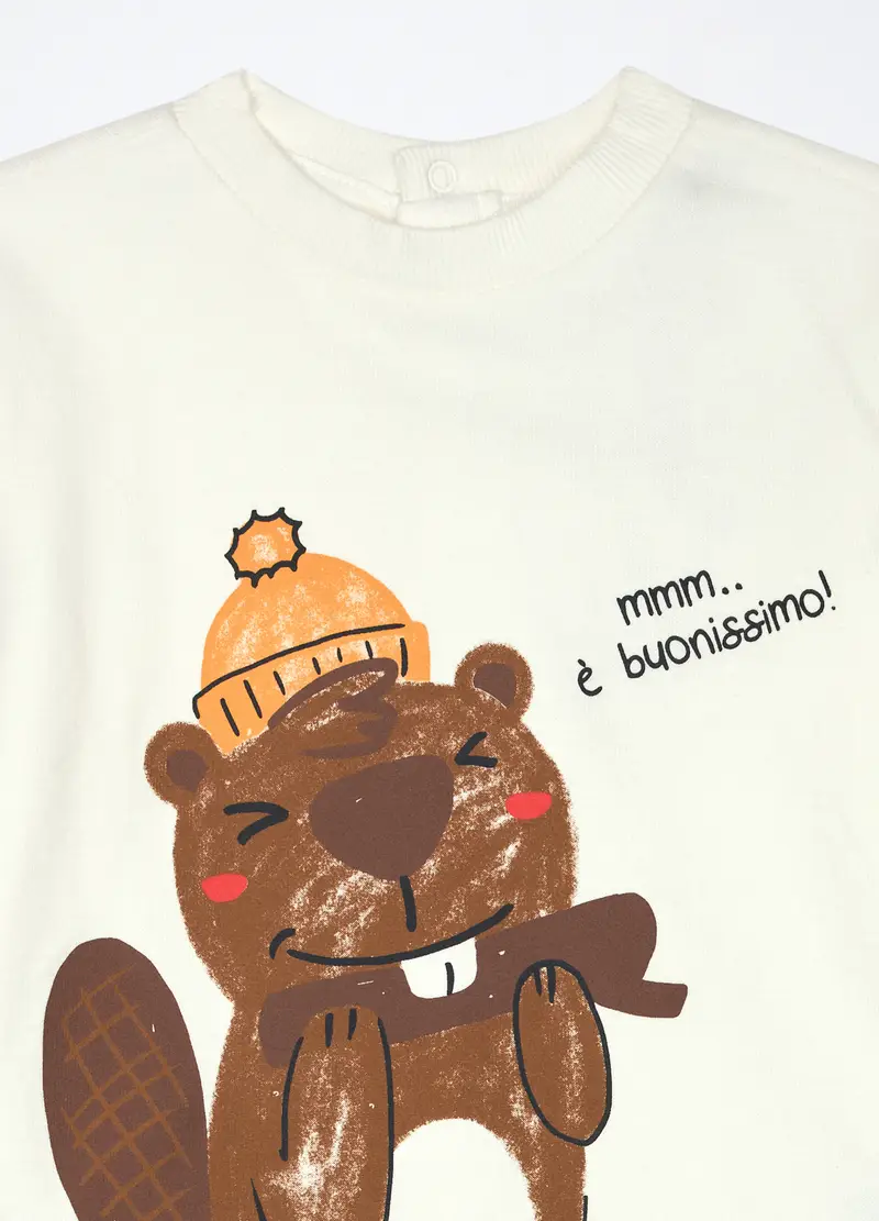 Jogging Set In Puro Cotone Fleece Neonato, Bambino, Verde militare miniatura 3