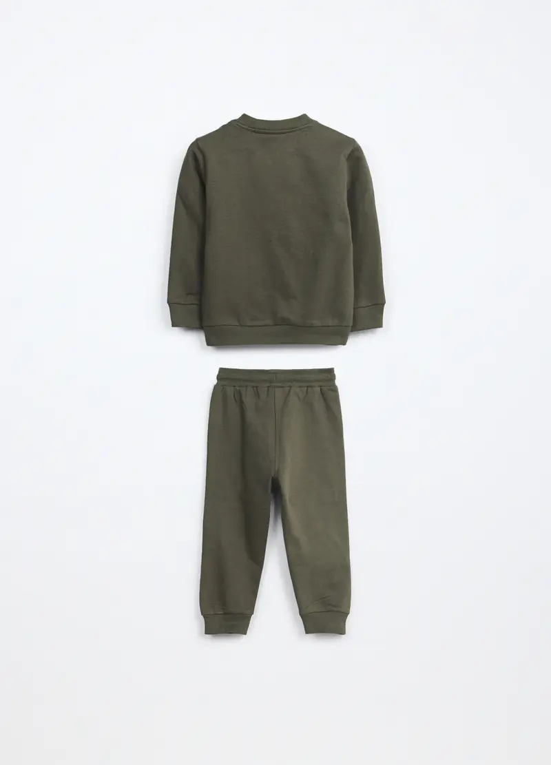 , Jogging Set In Puro Cotone Fleece Neonato, Bambino, Verde oliva miniatura 2