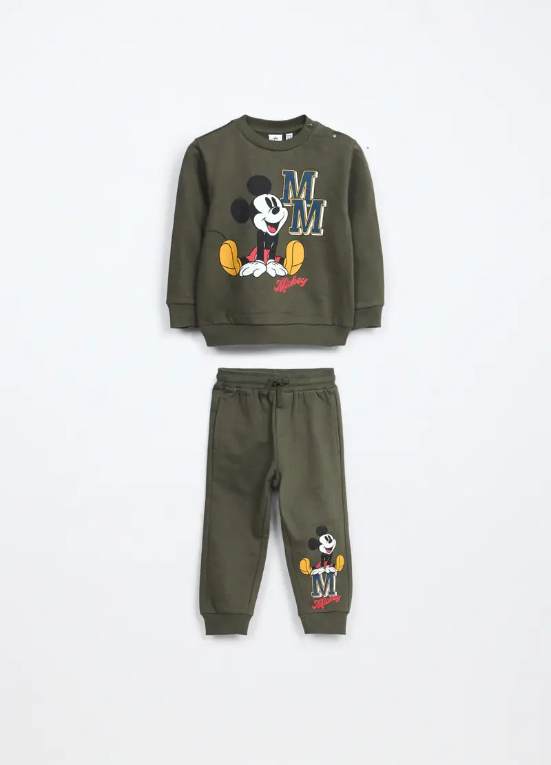 Jogging Set In Puro Cotone Fleece Neonato, Bambino, Verde oliva